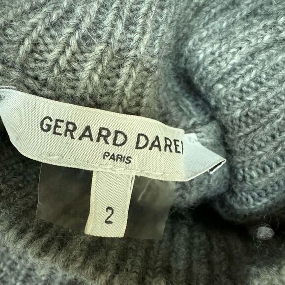 Gerard Darel Paris gray wool/alpaca blend turtleneck ribbed knit sweater sz 2/M - Picture 4 of 6